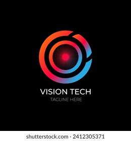 Inspiration logo icon vision tech business global style template vector design