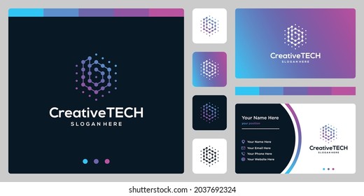 Inspiration logo initial letter b abstract with tech style and gradient color. Business card template