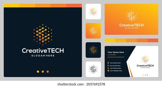 Inspiration logo initial letter E abstract with tech style and gradient color. Business card template