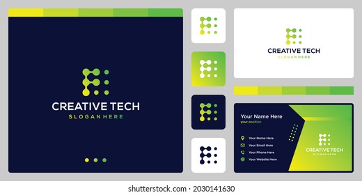 inspiration logo initial letter F abstract  and tech style   gradient color  icons for business  internet   technology 