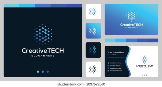Inspiration Logo Initial Letter H Abstract With Tech Style And Gradient Color. Business Card Template