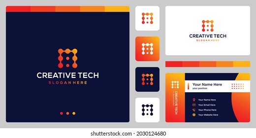 inspiration logo initial letter n abstract  with tech style and gradient color. icons for business, internet and technology.