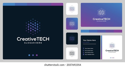 Inspiration logo initial letter N abstract with tech style and gradient color. Business card template