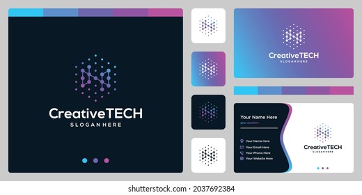 Inspiration logo initial letter N abstract with tech style and gradient color. Business card template