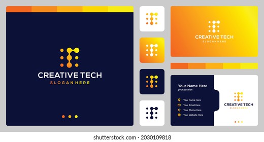 inspiration logo initial letter r abstract  with tech style and gradient color. icons for business, internet and technology.