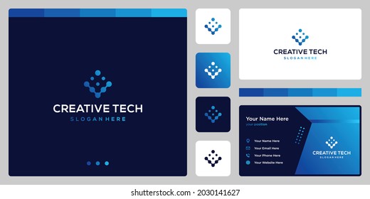 inspiration logo initial letter V abstract  with tech style and gradient color. icons for business, internet and technology.