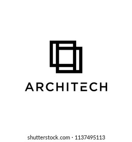 Inspiration logos / symbols of two boxes are interconnected as in the science of interconnected architects.