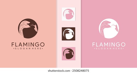 Inspiration for the luxury negative space flamingo head logo design