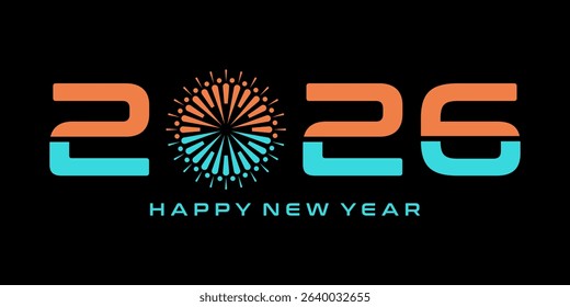 Inspiration Luxury New Year 2026 Logo with Orange and Green Numbers. New Year Greeting Cards. Event, Celebration