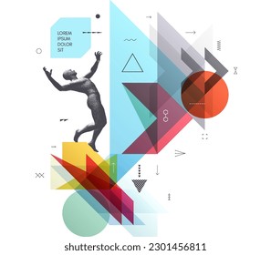 Inspiration or motivation concept. Design for sport. Art composition. Transparency geometrical background. Cover design template for presentation, poster, cover or brochure. 3D vector illustration.