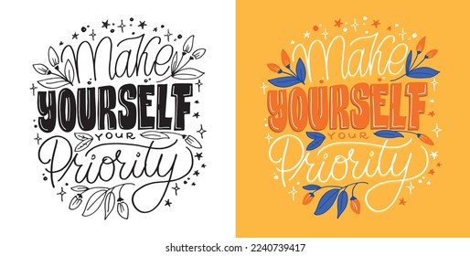 Motivación inspiradora arte de doodle dibujado a mano, impresión de tazas, diseño de camisetas.