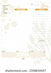 inspiration notepaper design printable .  Natural pages for tags , weekly notes,  to do list minimal style with plant tags 