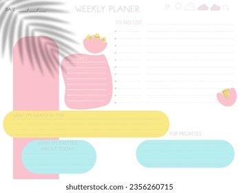 inspiration notepaper design printable . Pink, yellow, blue kawaii pages for tags , weekly notes, diet menu breakfast lunch dinner 