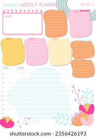 inspiration notepaper design printable . Pink,  yellow  minimal pages for tags , weekly notes, diet menu breakfast lunch dinner on white background 