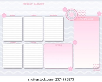 inspiration notepaper design printable . Pink, yellow, white cute pages for tags , weekly notes, diet menu breakfast lunch dinner, morning routine, Post card style letters 