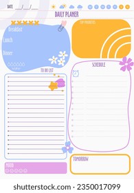 inspiration notepaper design printable .  White pink pages for tags , weekly notes, diet menu breakfast lunch dinner to do list