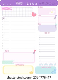 diseño de papel de inspiración imprimible.  Páginas en blanco rosado para etiquetas , notas semanales para hacer una lista mínima de estilo con etiquetas de flores 