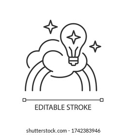 Inspiration pixel perfect linear icon. Motivation for curiosity. Imagination of artist. Thin line customizable illustration. Contour symbol. Vector isolated outline drawing. Editable stroke