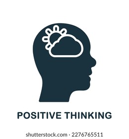 Inspiration and Positive Thinking Silhouette Icon. Sun in Human Head Optimistic Good Emotion Glyph Pictogram. Mental Health Solid Sign. Intellectual Process Symbol. Isolated Vector Illustration.