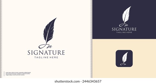 Inspiration Quill Feather Logo Vorlage. Signature Pen Line Art Logo Vektorgrafik für Unternehmen des Firmennamens.