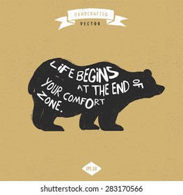 inspiration quote hipster vintage design label - Bear