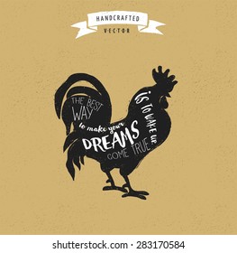 inspiration quote hipster vintage design label - rooster