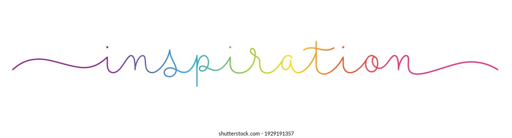 INSPIRATION rainbow gradient vector monoline calligraphy banner with swashes isolated on white background