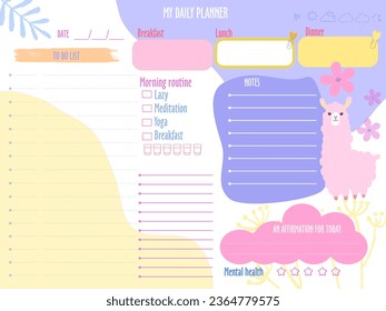 inspiration  schools notepaper design printable . Rainbow animal character pages for tags , weekly notes,  to do list minimal style with flower tags