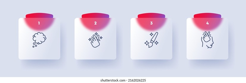 Inspiration set icon. Cloud, idea, art, brush, drawing, love, Korean heart, muse. Kheart concept. Glassmorphism style. Vector line icon for Business and Advertising