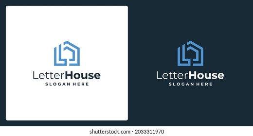 inspiration for the shape of a house with the initial letter L. vector premium