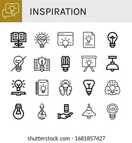 inspiration simple icons set. Contains such icons as Idea, Knowledge, Innovation, Light bulb, Incandescent light, Lamp, Lightbulb, Domra, can be used for web, mobile and logo