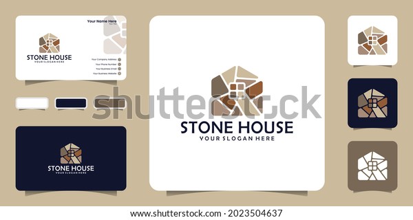 inspiration for the stone house\
logo design with colorful stone arrangements and business card\
designs
