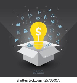 inspiration and successful with icon concept, vector