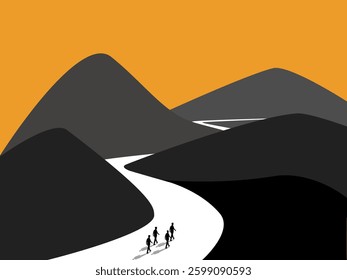 Inspiration, team Businessman on the Long Road Ahead
