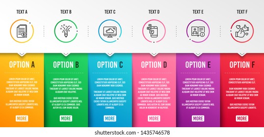 Inspiration, Technical algorithm and Financial documents icons simple set. Cloud storage, Communication and Like signs. Creativity pencil, Project doc. Business set. Infographic template. Vector