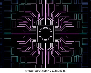 inspiration from technology, network and use color like neon