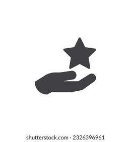 Icono vector de inspiración. signo plano relleno para concepto móvil y diseño web. Icono de glifo de mano y estrella. Símbolo, ilustración del logotipo. Gráficos vectoriales