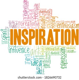 Inspiration vector illustration word cloud isolated on a white background.