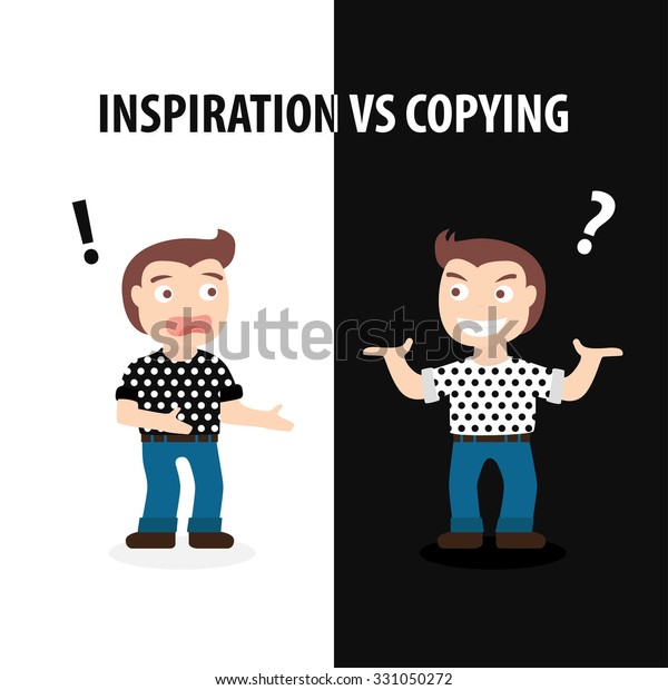 Inspiration Vs Copying Cartoon Flat Design Stock Vector (Royalty Free