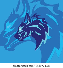 inspiration wolf logo esport with blue background