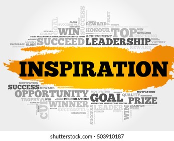 Inspiration word cloud collage, business concept background
