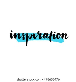 Inspiration word. Hand drawn lettering. Modern brush calligraphy. Dry brush lettering. Hand drawn ink illustration. Isolated on white background.