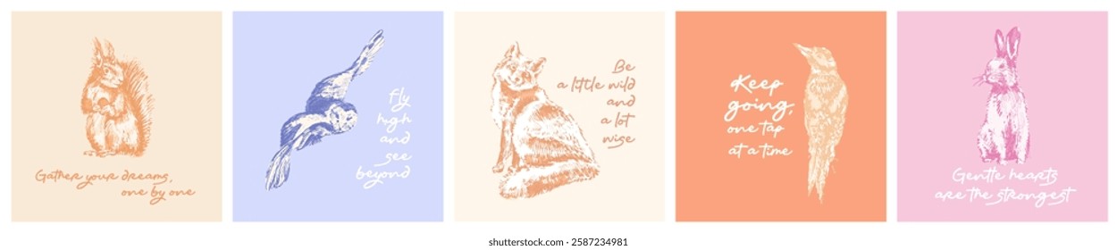 Inspirational Animal Quote Cards vector