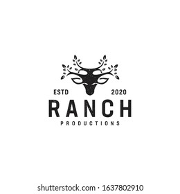 Inspirational animal and tree logo in vintage style