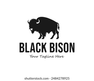 Logo inspirador del Vector del bisonte. fondo blanco