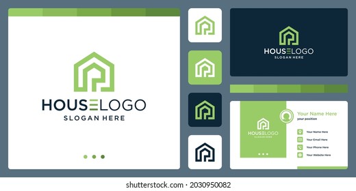 Inspirational building logo with letter P. Premium Vector