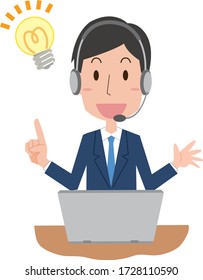 Inspirational call center male office worker