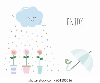 Inspirational card with cute cartoons.