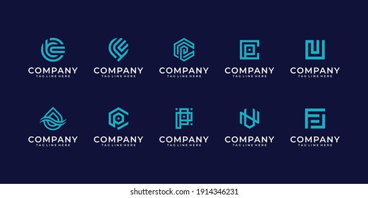 Inspirational collection of abstract monogram logo design. Logo can be used for technology, internet, computer, brand, identity, and business company