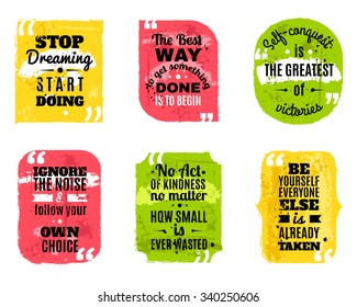 Inspirational Famous Quotes Of Wisdom For Every Day Colored Textured Decorative Icons Set Abstract Isolated Vector Illustration